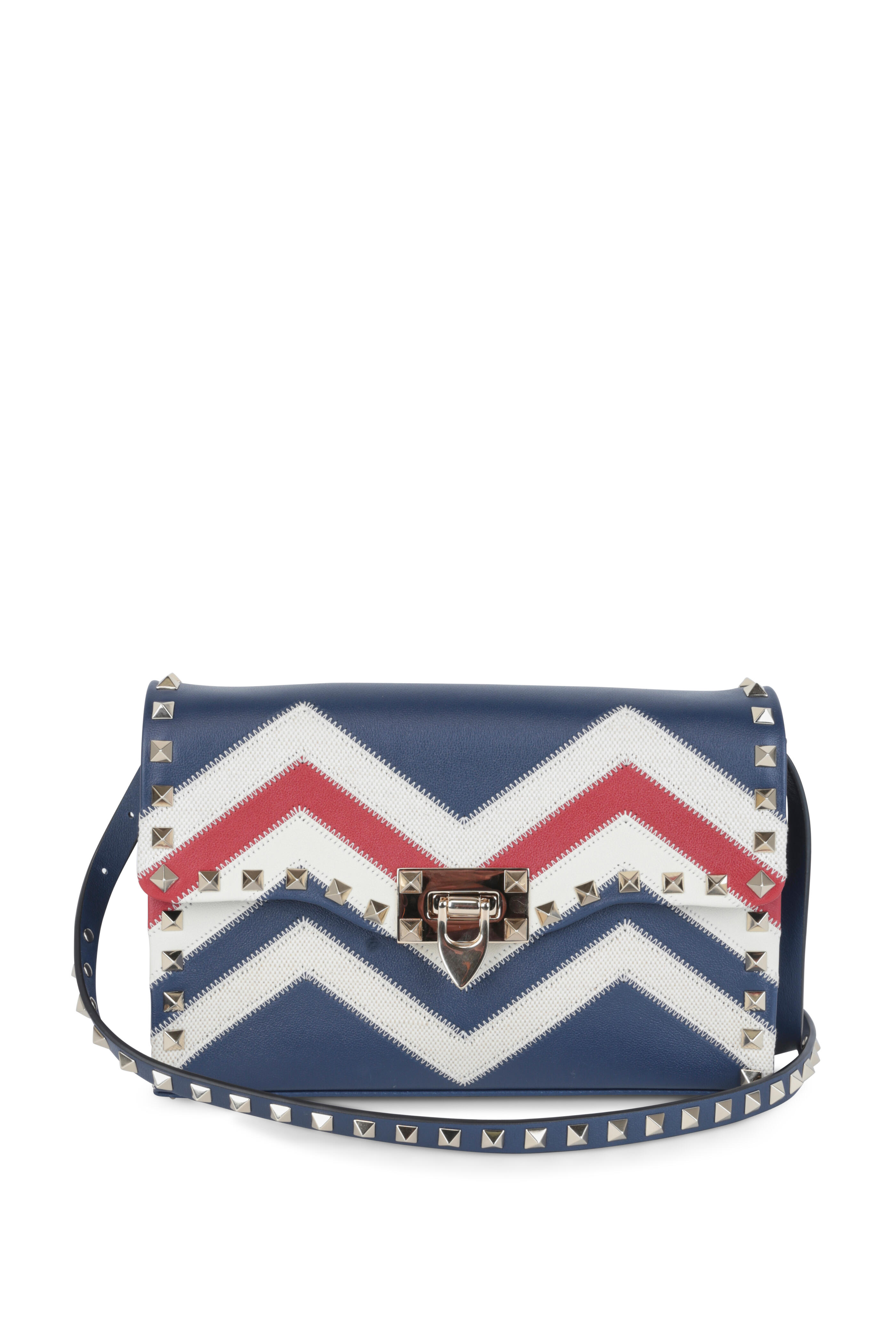 Valentino Garavani - Rockstud Blue, Ivory & Red Leather