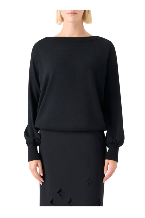 Akris Punto Black Off-The-Shoulder Wool Knit Sweater - view 1