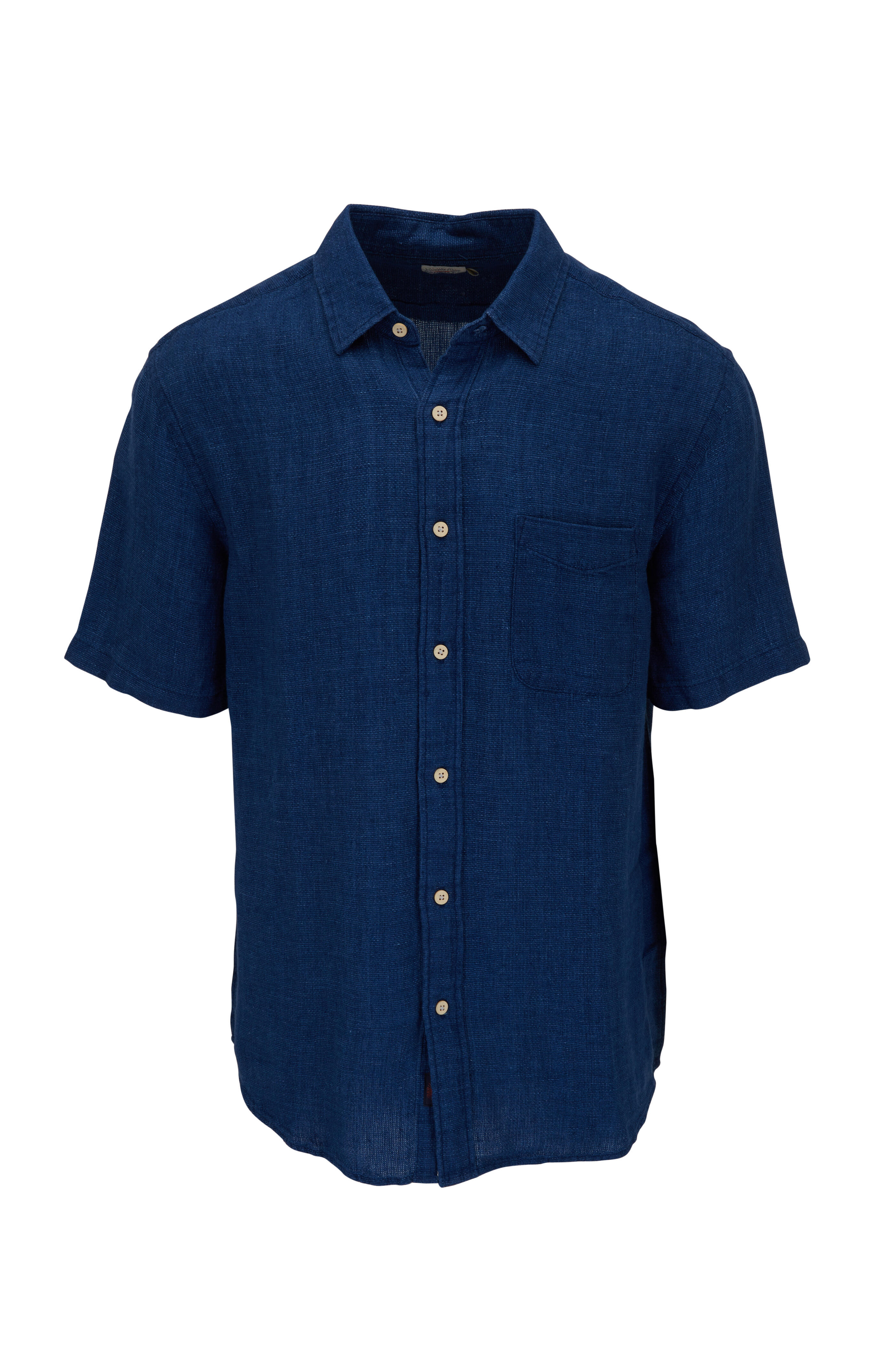 Faherty Brand - Indigo Basketweave Linen Short Sleeve Laguna Shirt