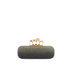 McQueen - Black & Gold Glitter Ombré Knuckle Clutch