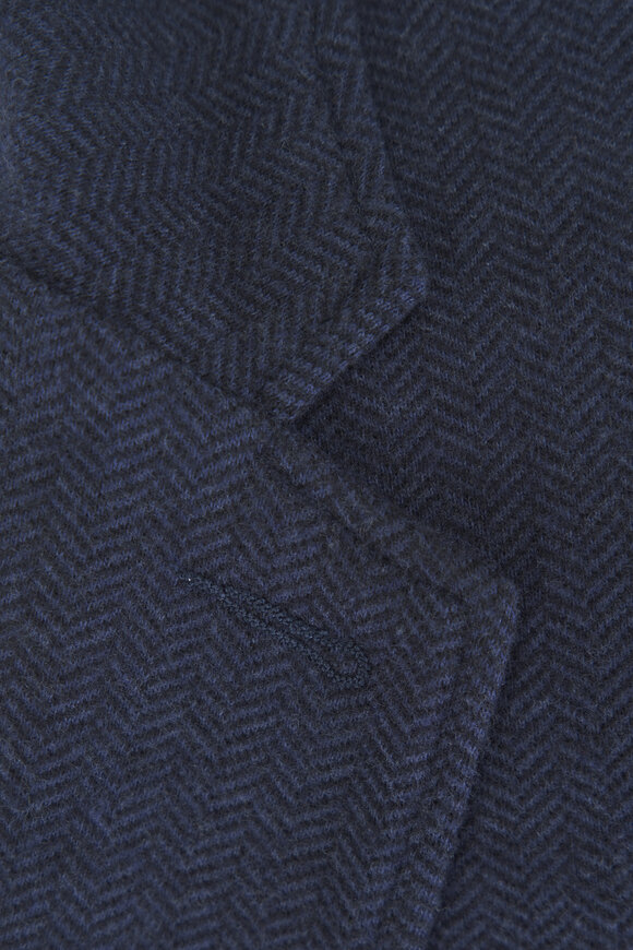 Faherty Brand Navy Blue Herringbone Tweed Blazer - view 4