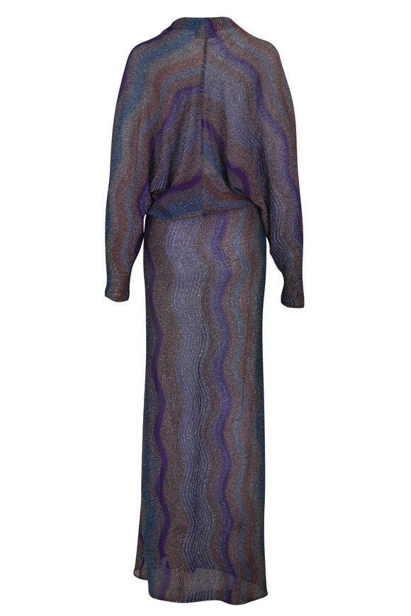 Missoni Multicolor Blue, Violet & Orange Maxi Dress - view 3