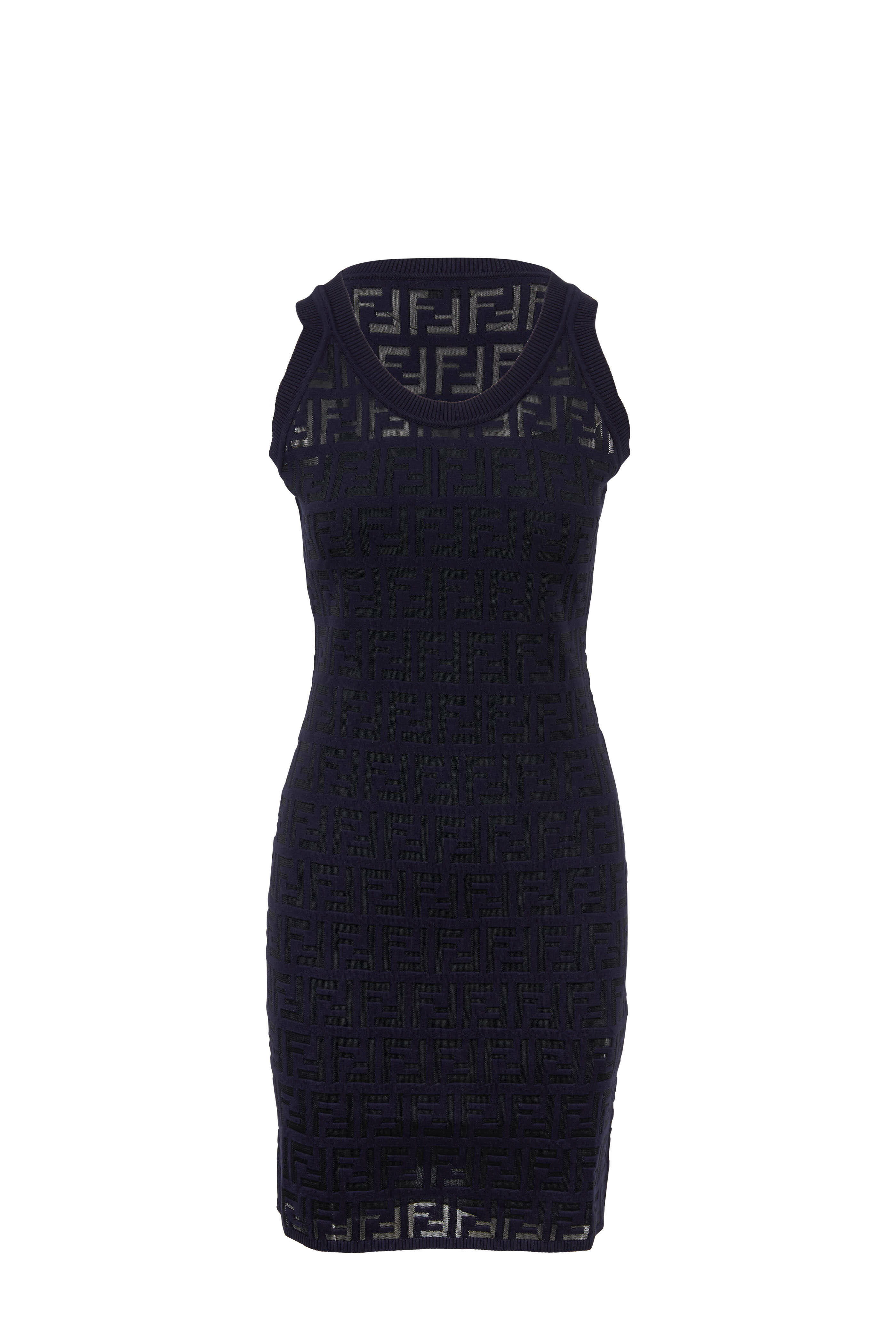 Fendi★素敵！Navy Paillettes/Sequins/Wool Sleeveless Dress Fendi☆素敵！Navy Paillettes/Sequins/Wool Sleeveless Dress