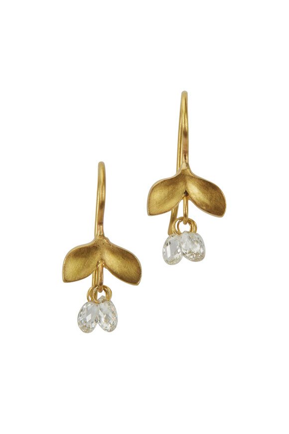 Caroline Ellen - 20K Yellow Gold Diamond Flower Earrings