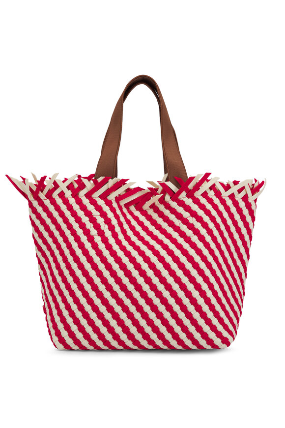 Naghedi - Medium Havana Amalfi Red & Bone Stripe Tote