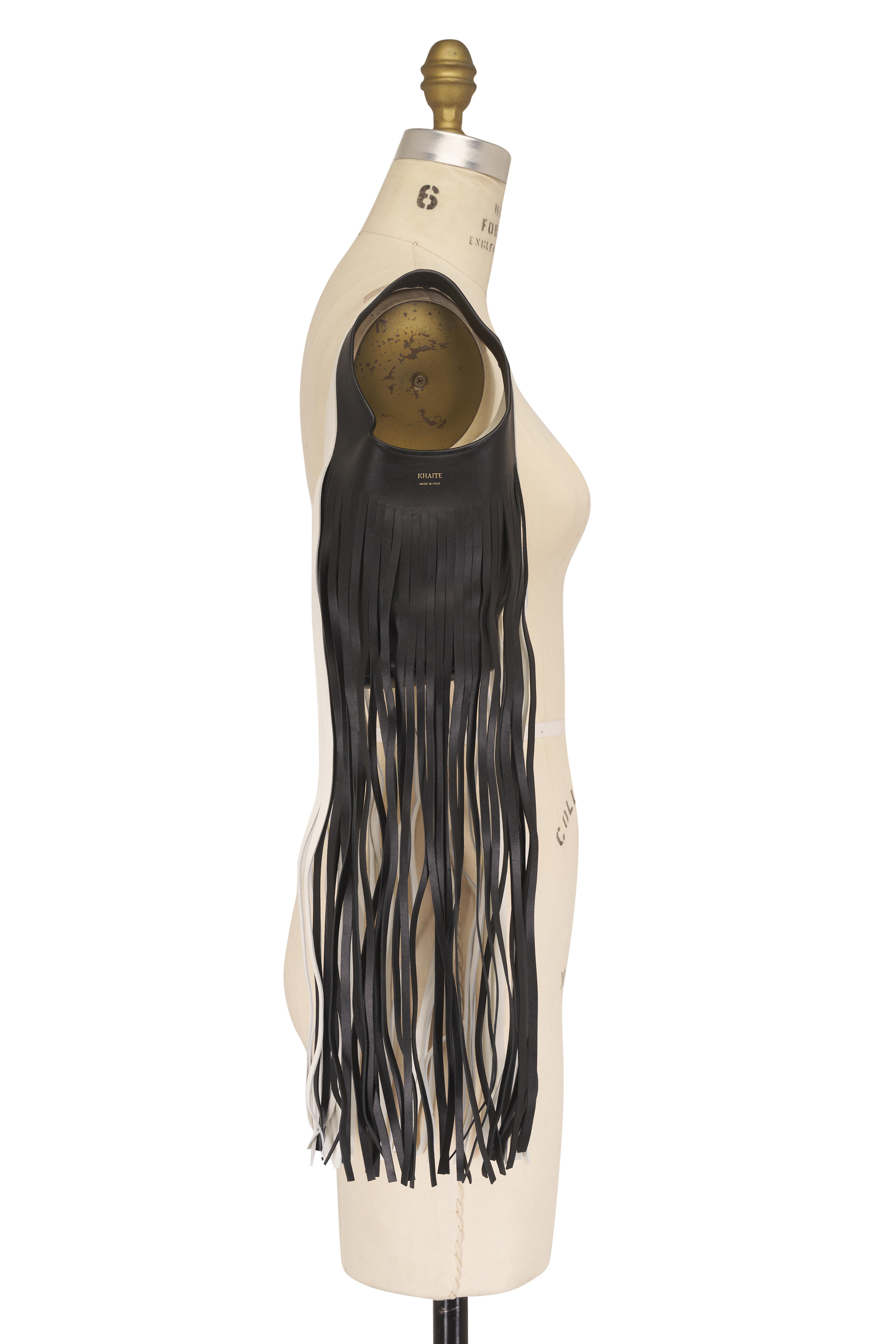 Khaite - Small Livia Black & White Fringe Leather Bag - view 7