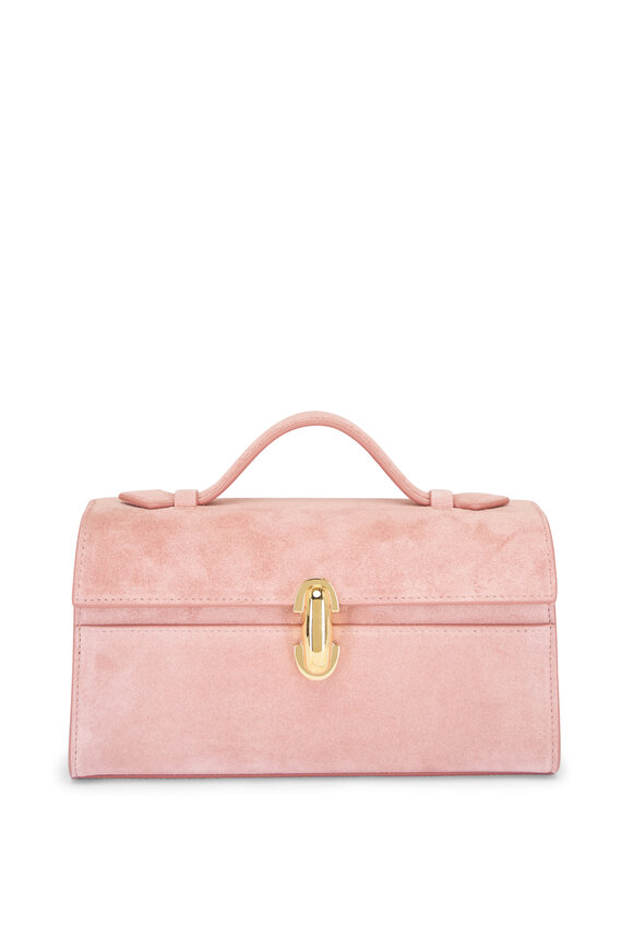 Savette Symmetry Pochette Blush Suede Top Handle Bag