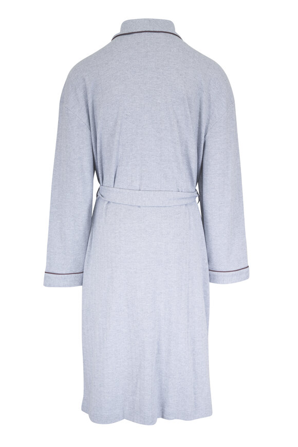 Majestic Gray Frosted Herringbone Cotton Robe - view 2
