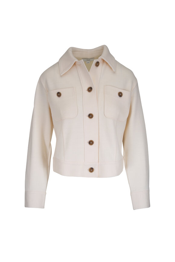 Vince Off White Ponte Knit Jacket