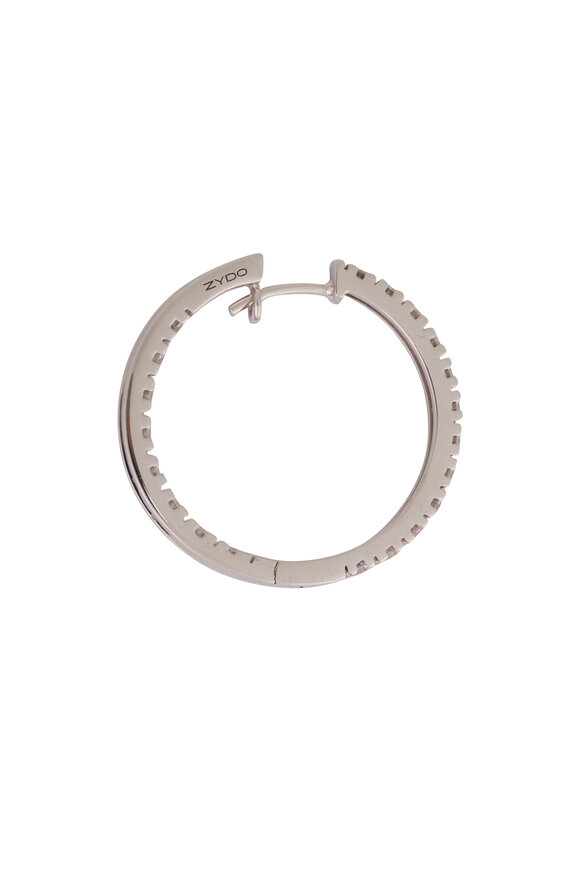 ZYDO 18k White Gold Diamond Hoops - view 2