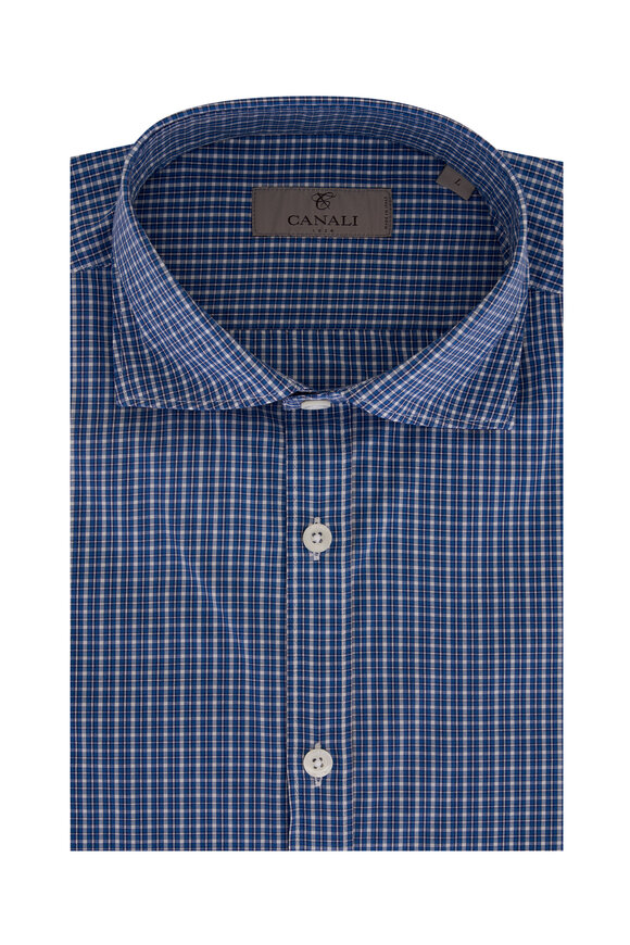 Canali - Blue & White Check Cotton Sport Shirt 