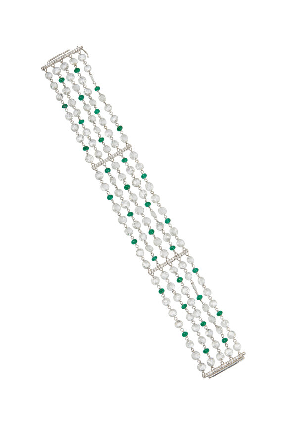 Fred Leighton - Green Emerald Rose-Cut Diamond Bracelet