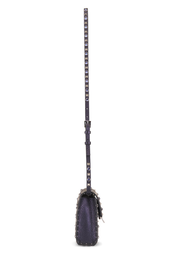 Valentino Garavani Small Indigo Rockstud Leather Shoulder Bag - view 4