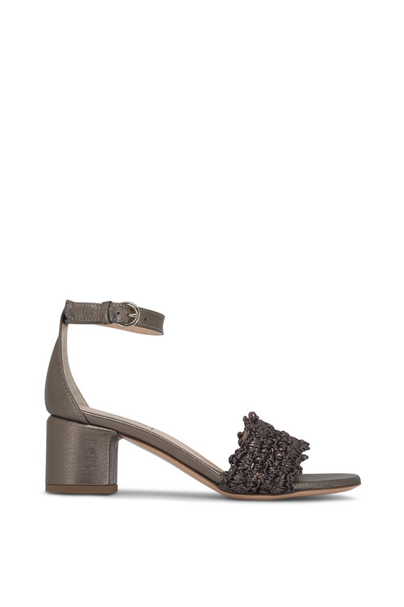 AGL - Crochet Pebble Leather Ankle Strap Sandal, 50mm