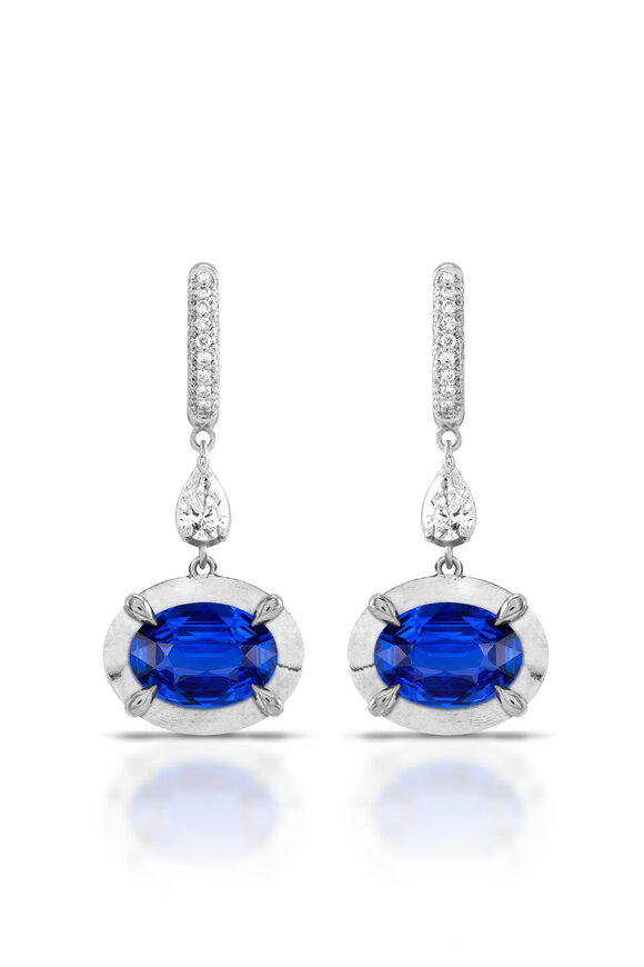 Mariani 18k White Gold Diamond & Sapphire One Kind Earring