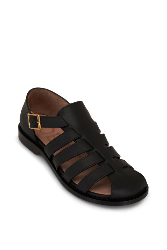 Loewe - Campo Black Leather Caged Sandal 