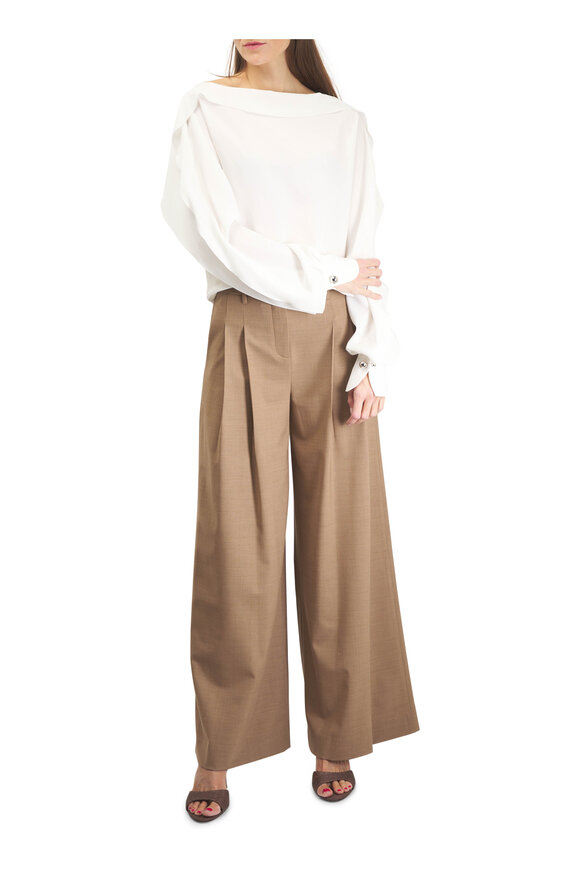 TWP New Didi Taupe Mélange Pleated Wide-Leg Pant - view 2