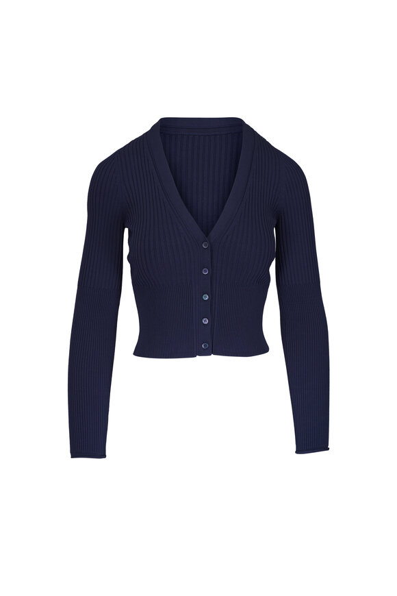 Simkhai Ailany Navy Shrunken Ribbed Cardigan - view 1