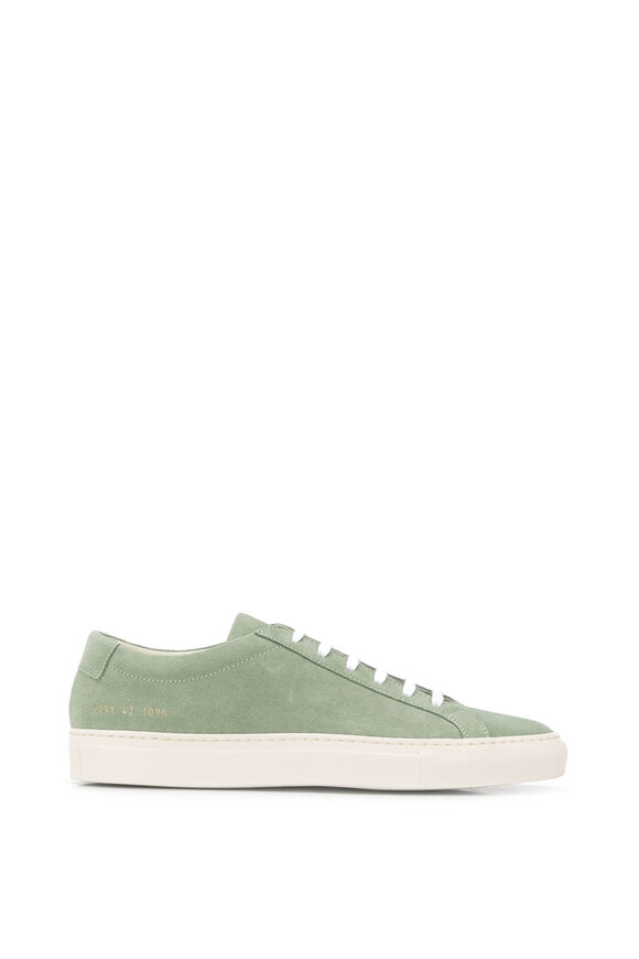 Common Projects - Achilles Light Green Suede Low-Top Sneaker