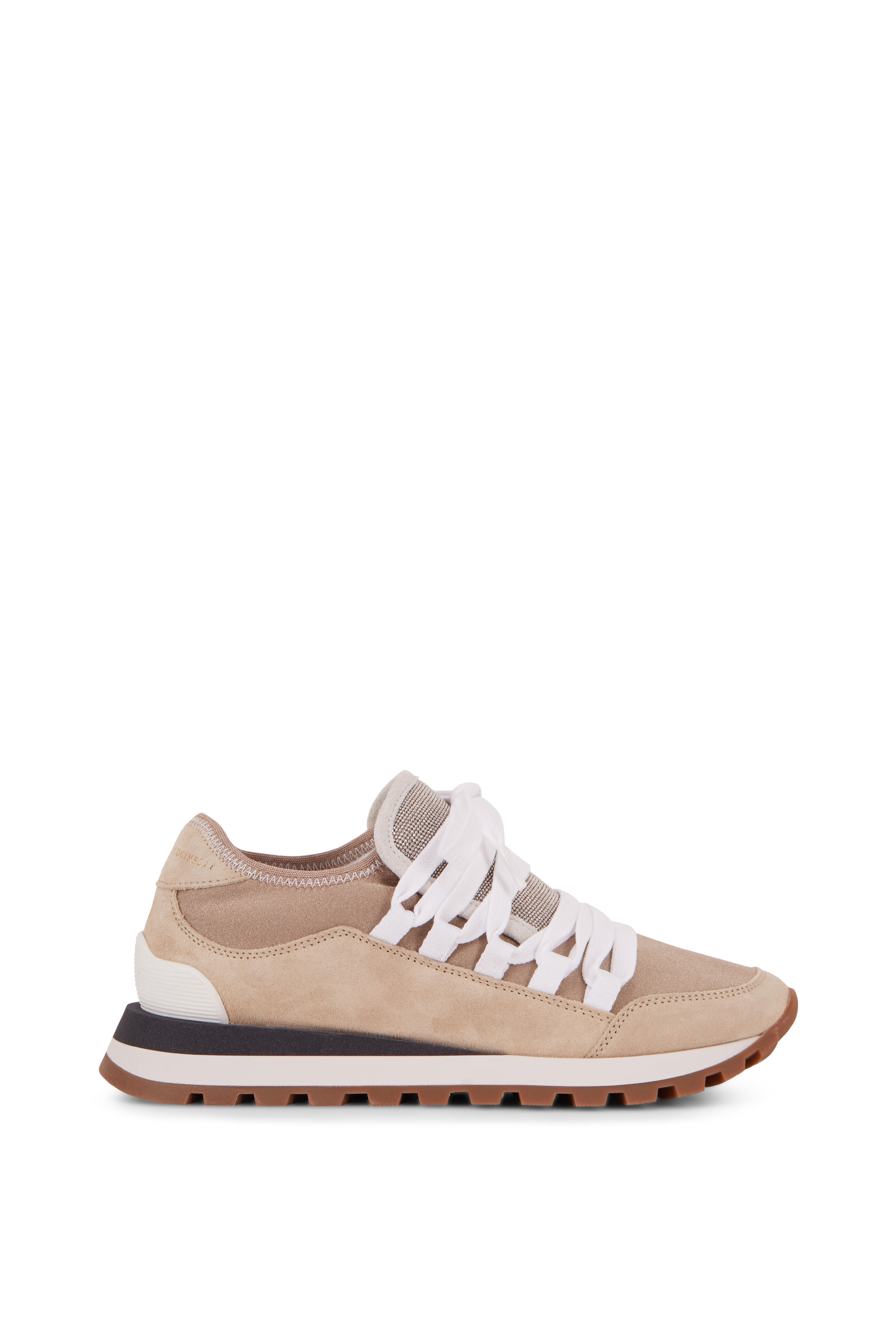 Brunello Cucinelli - Gold Suede & Metallic Jersey Monili Sneaker