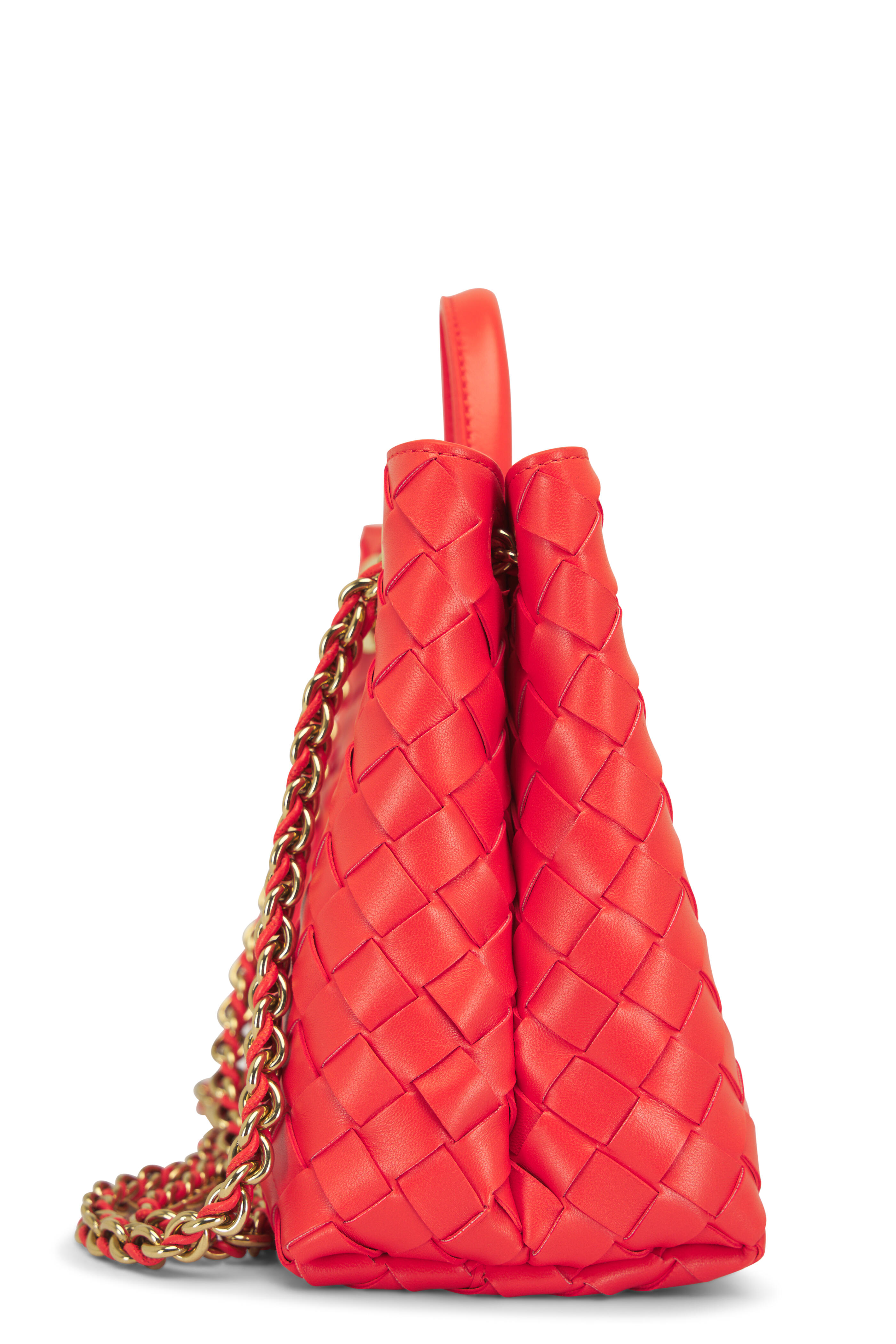Bottega Veneta - Small Andiamo Orange Leather Chain Shoulder Bag
