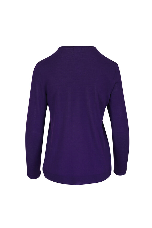 Akris Dark Purple Cashmere & Silk Sweater - view 4