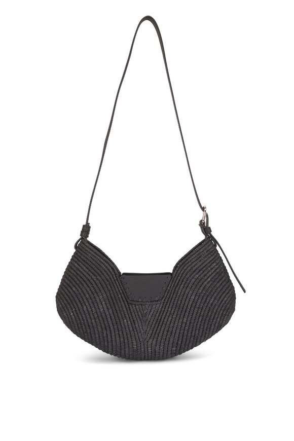 Loewe Medium Swing Black Raffia & Leather Bag - view 3