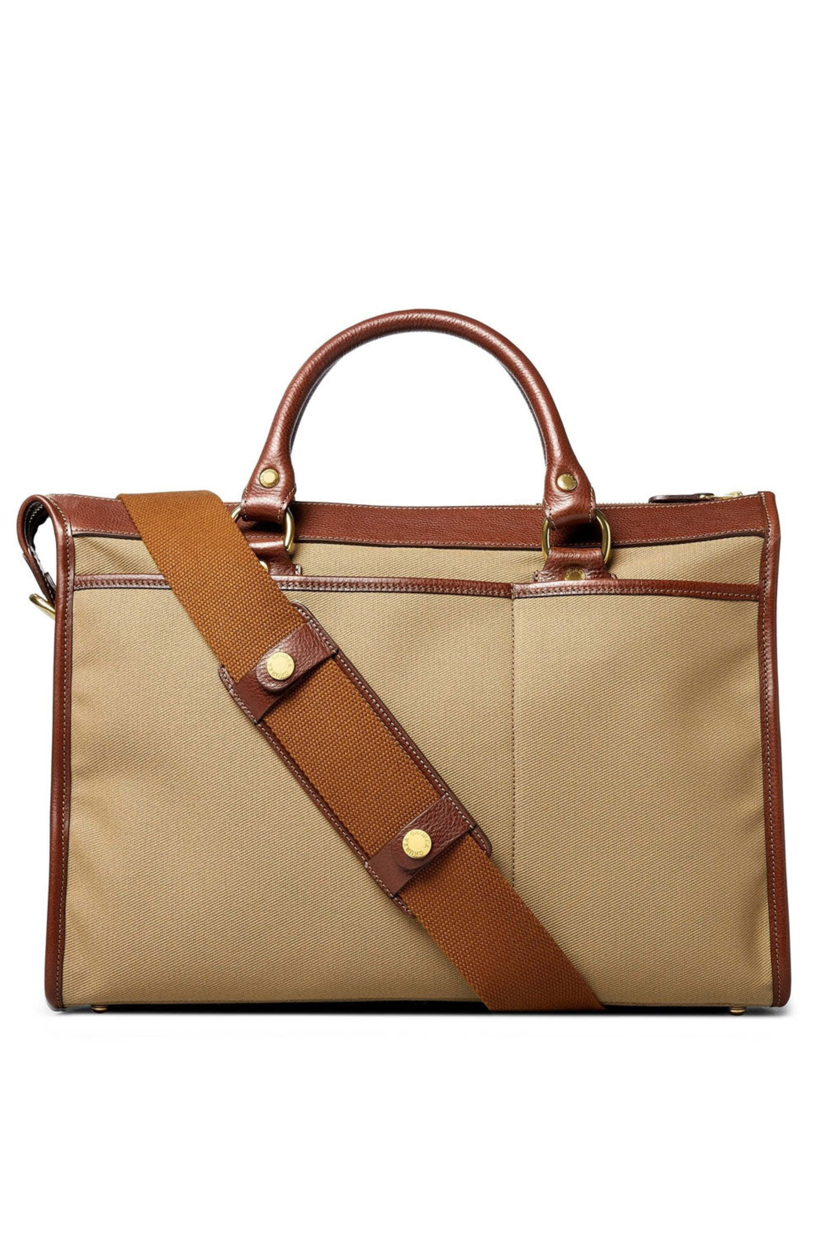 Ghurka - Briefcase in Khaki Twil & Vintage Chetnut