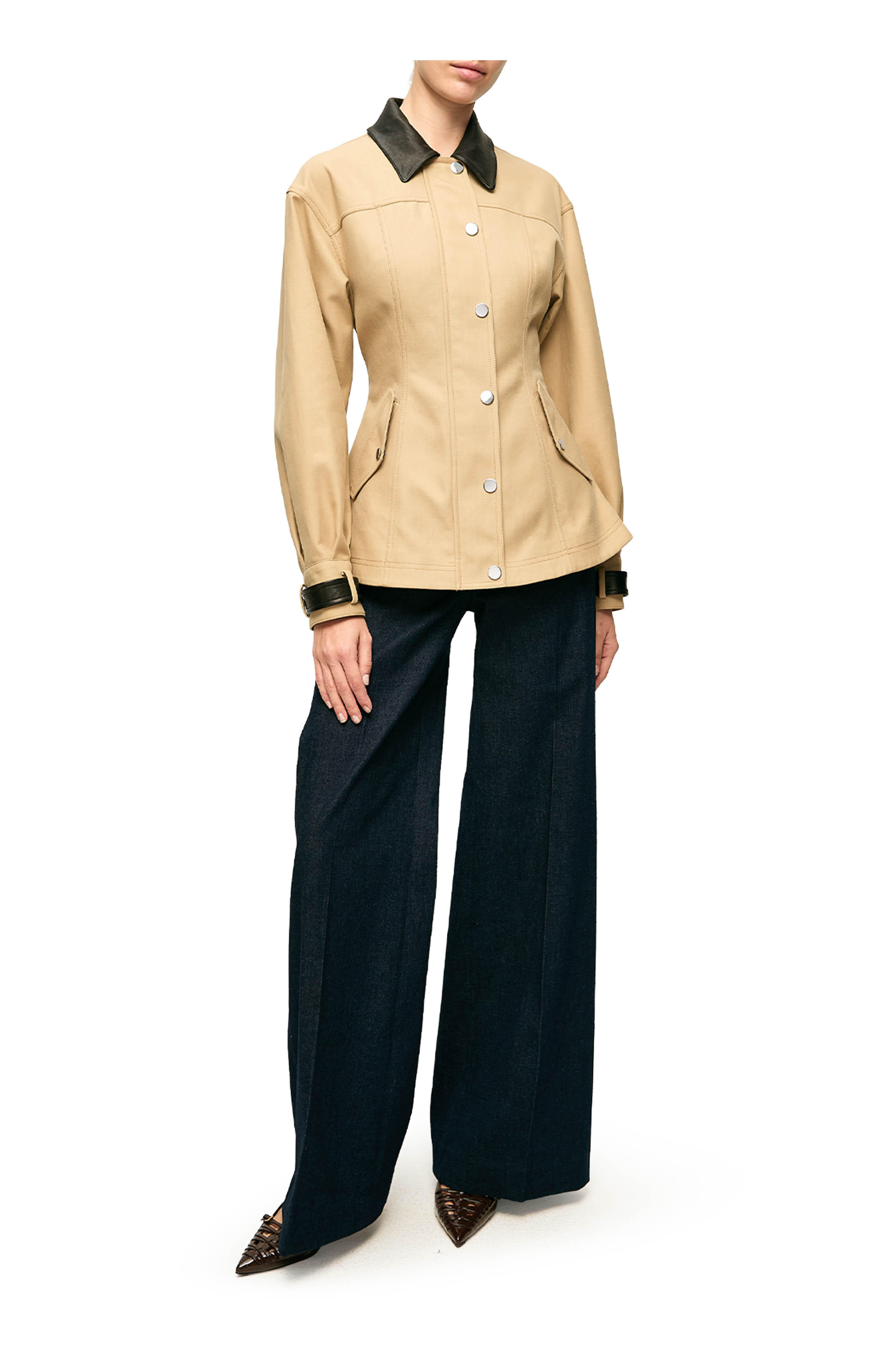 Veronica Beard - Talla Sand Cotton Water-Repellent Peplum Jacket