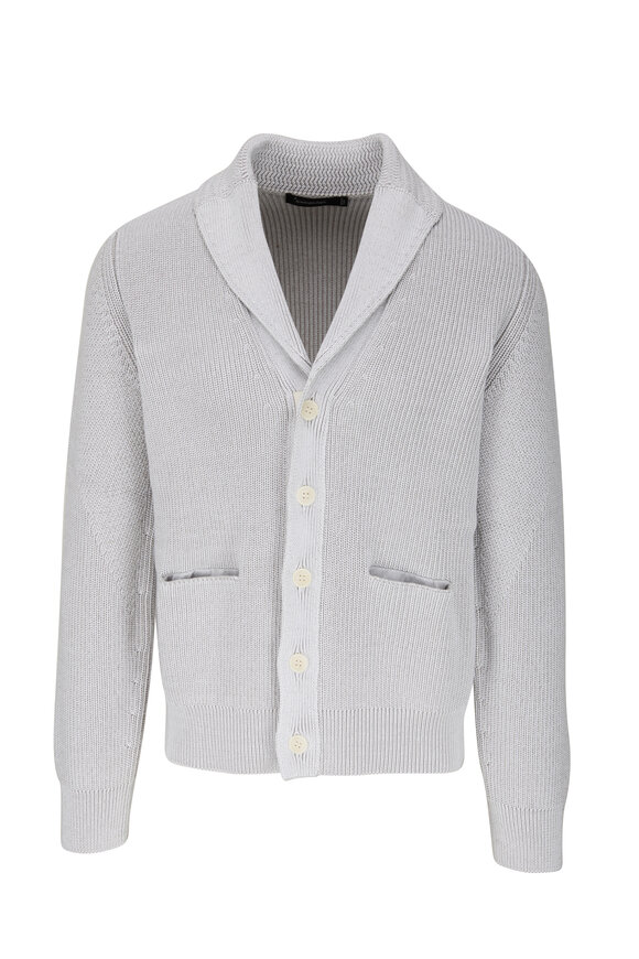 Zegna - Gray Cotton & Silk Cardigan `