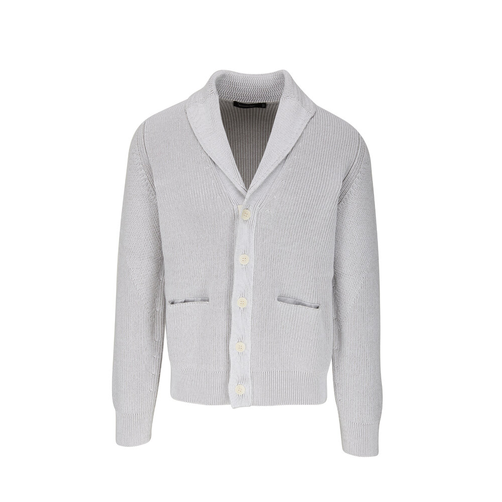 Zegna - Gray Cotton & Silk Cardigan `