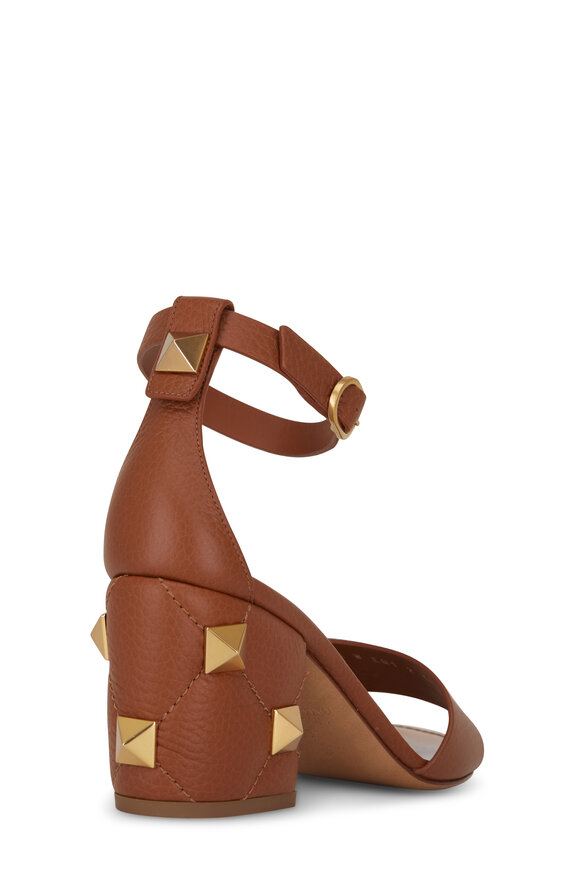 Valentino Garavani - Stud Tan Leather Ankle Strap Sandal, 75mm