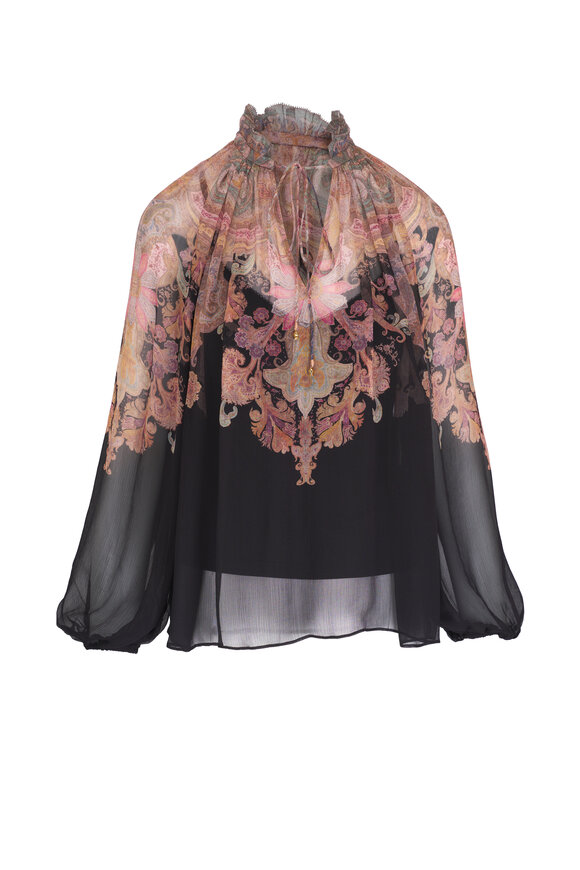 Zimmermann - Illustration Black Paisley Billow Blouse 