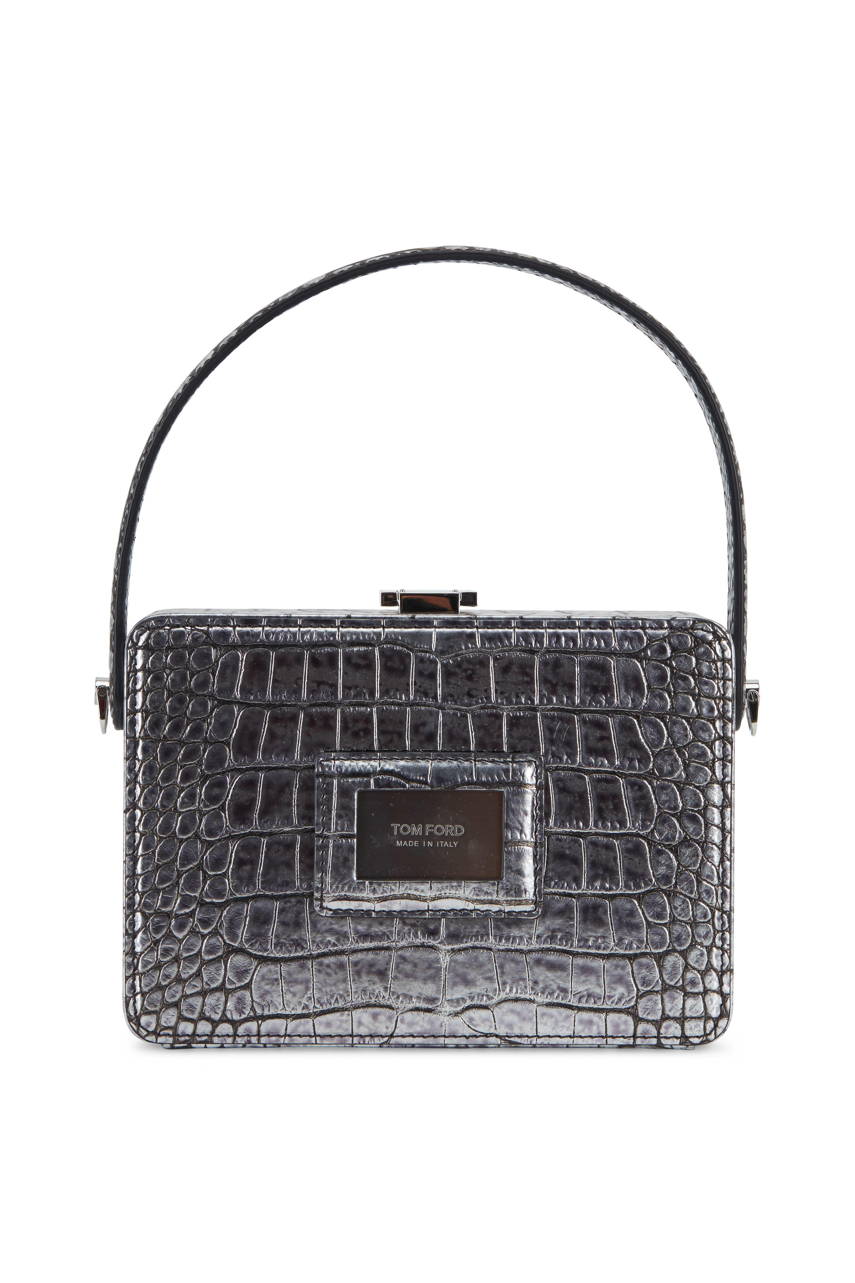 Tom Ford - Antique Silver Embossed Leather Box Bag
