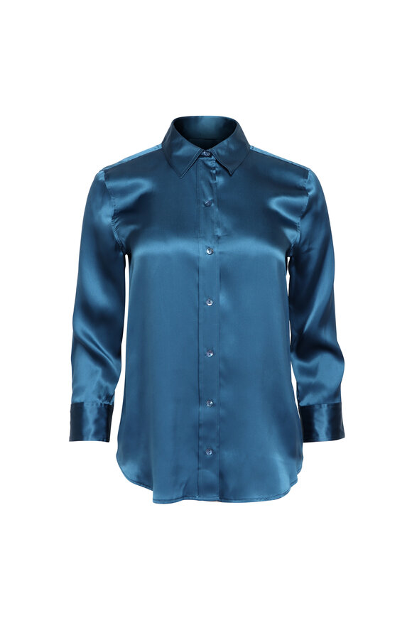 L'Agence Dani Blue Mist Button Up Shirt