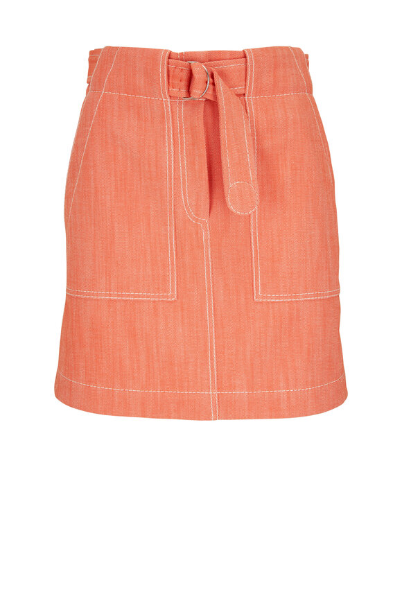 Akris Punto - Coral Stretch Cotton A-Line Mini Skirt