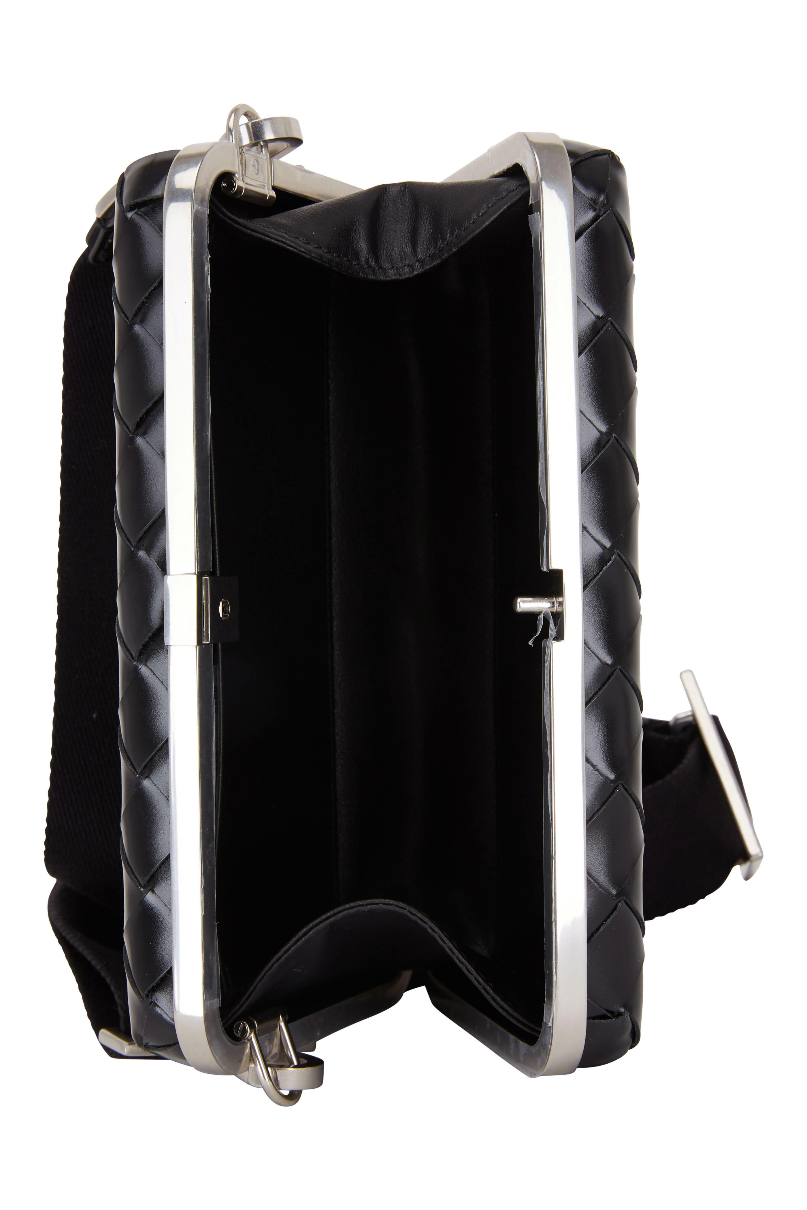 Bottega Veneta - Black Woven Leather Crossbody Box Bag