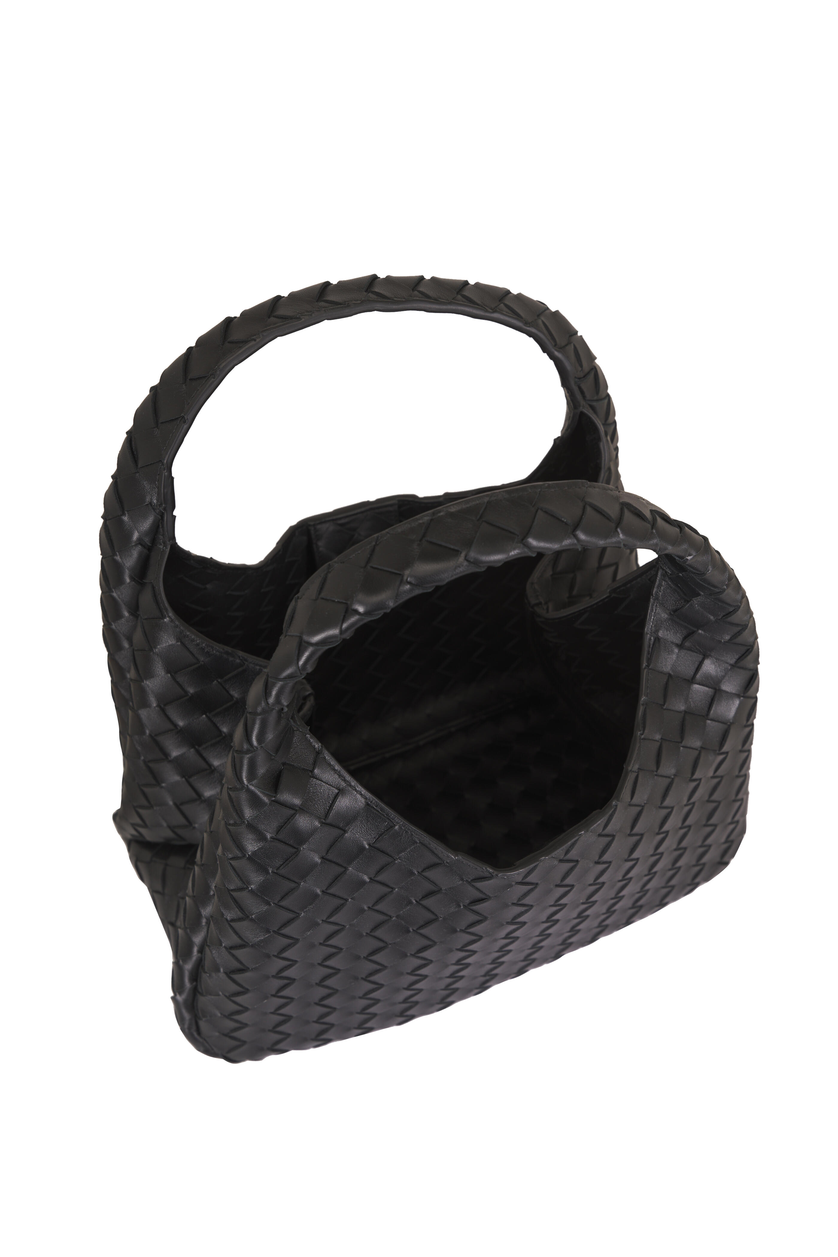 Bottega Veneta - Campana Black Intrecciato Leather Top Handle Bag - view 5