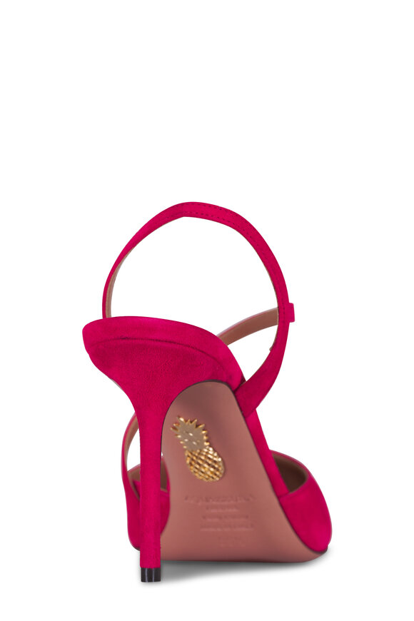 Aquazzura Dynasty Rouge Suede Slingback Pump, 85mm - view 4