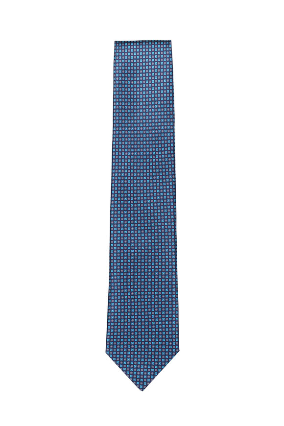 Geoff Nicholson Turquoise Micro Medallion Silk Necktie