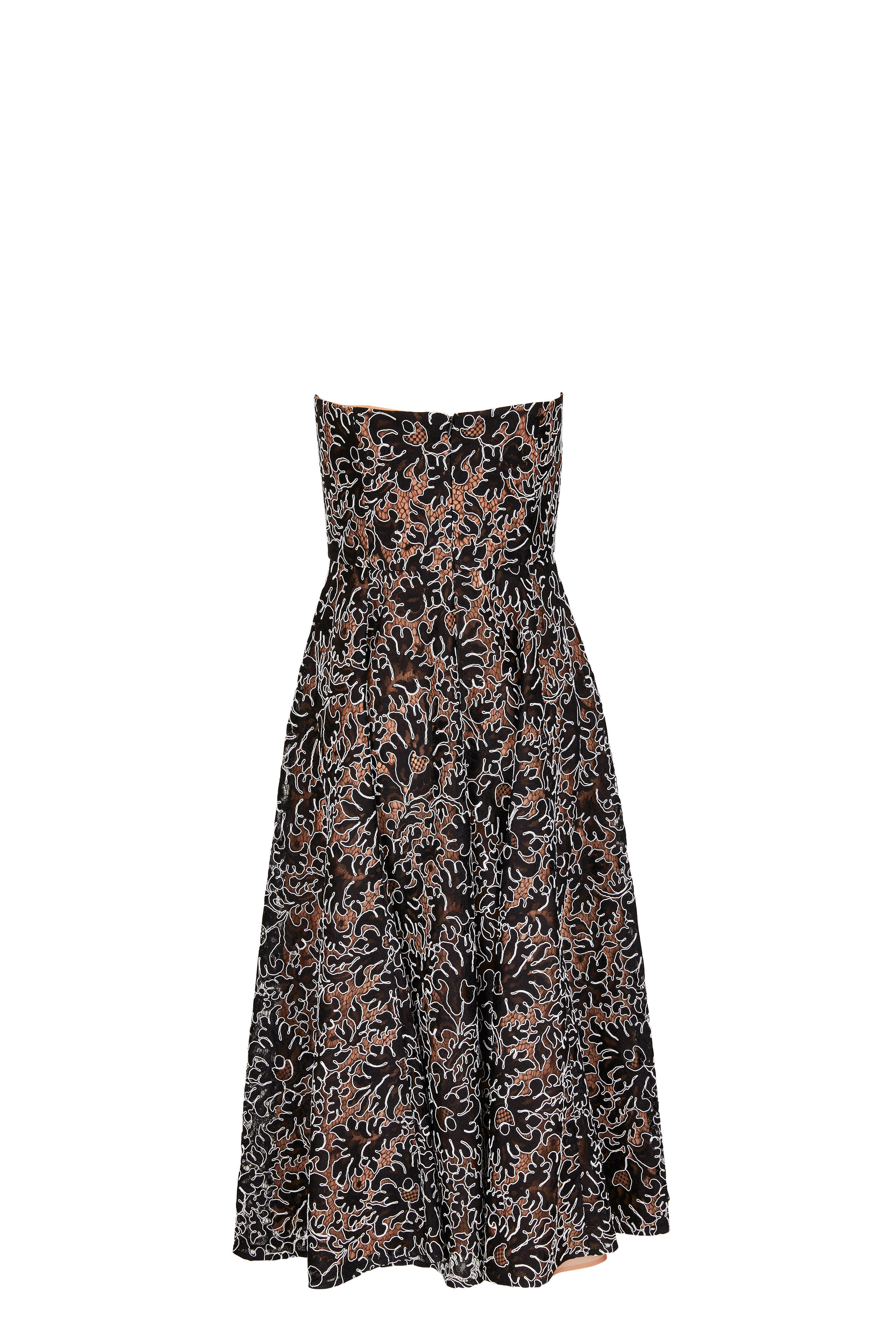 Michael Kors Collection - Black & White Lace Strapless Dress