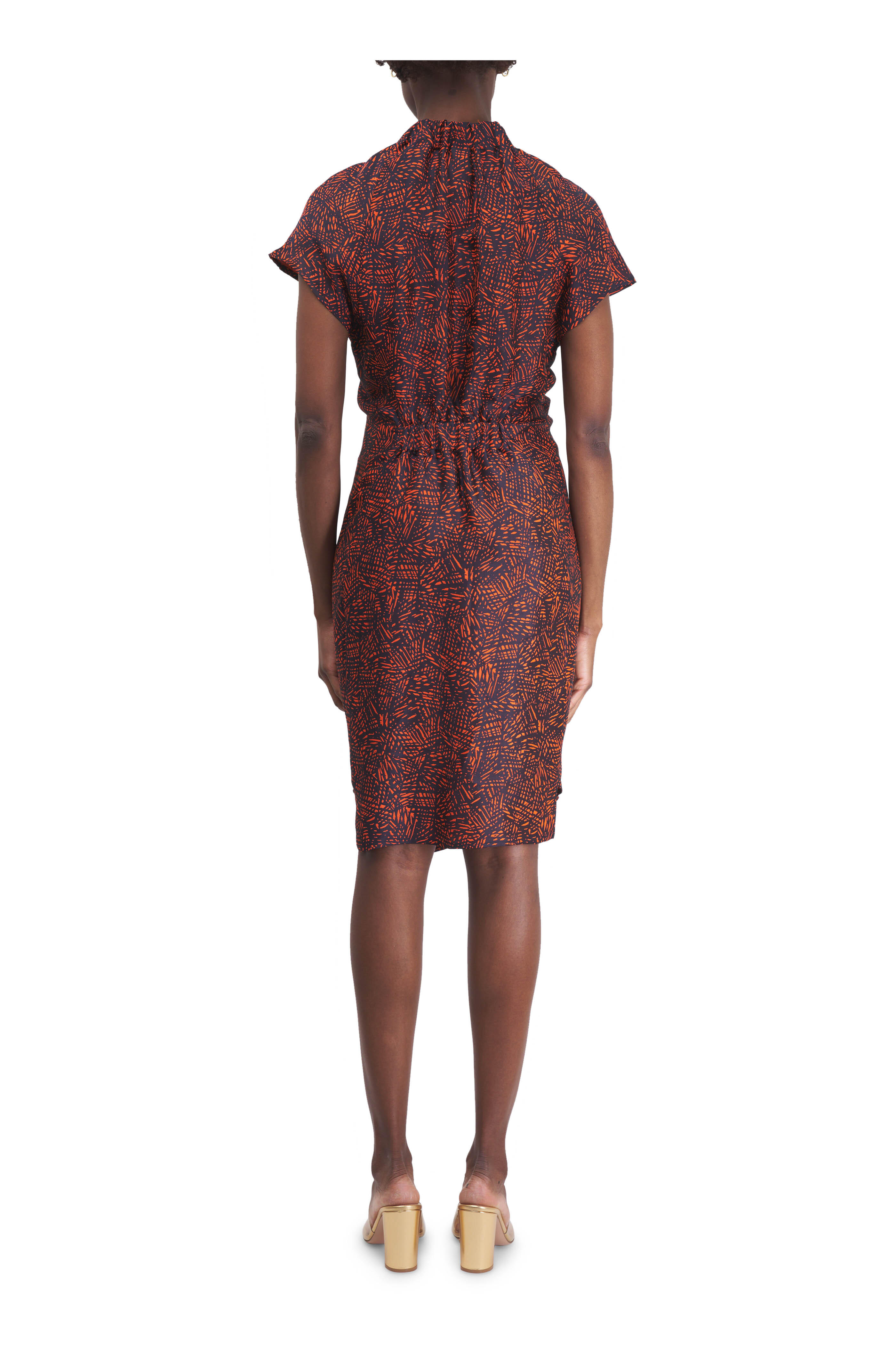 Zero + Maria Cornejo - Ruched Stella Inkjet & Orange Dress