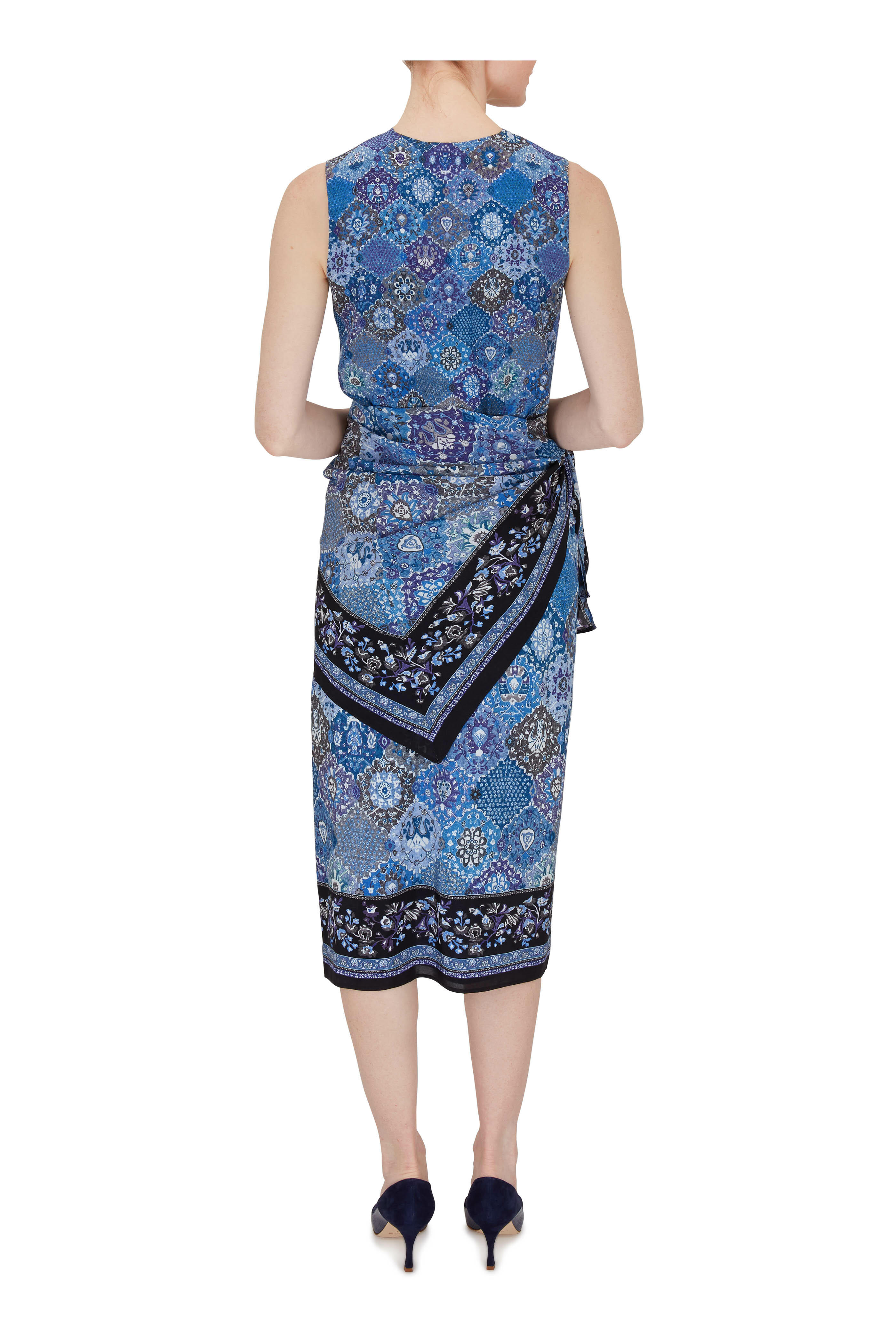Altuzarra - Blue Silk Floral Wrap Waist Dress