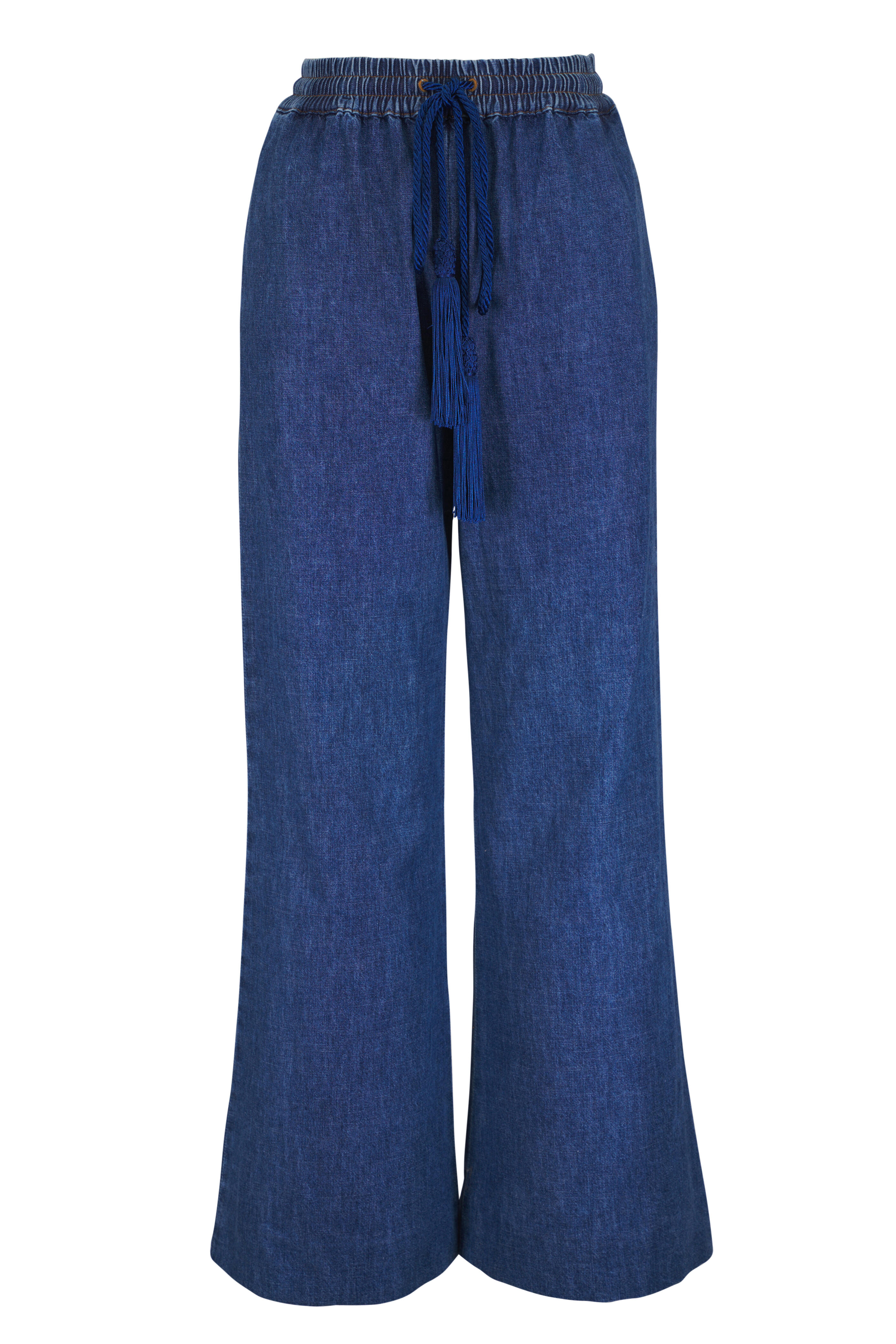 Valentino - Medium Blue Chambray Wide-Leg Jean