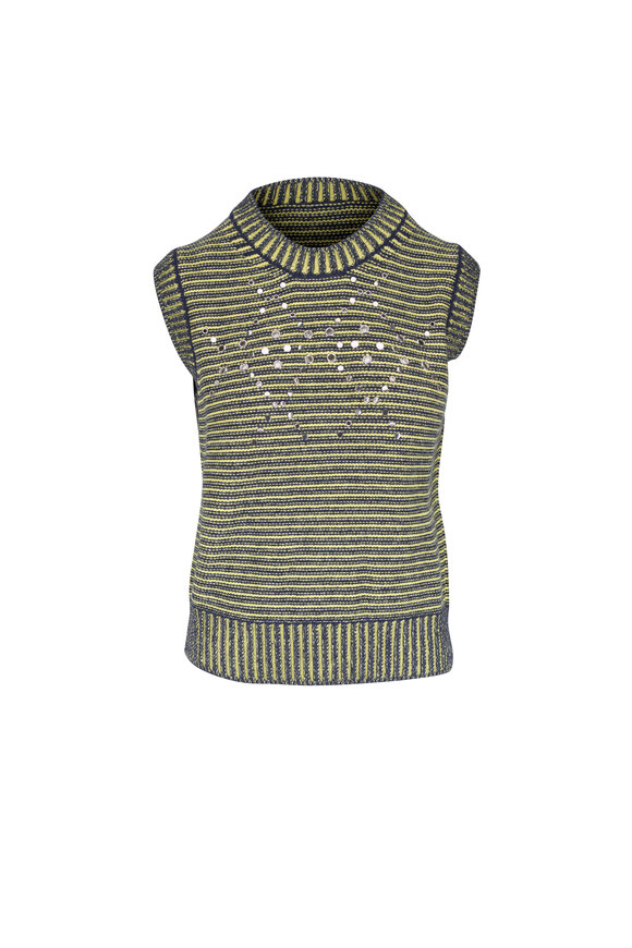 Marni Lime & Navy Studded Sweater Vest - view 1