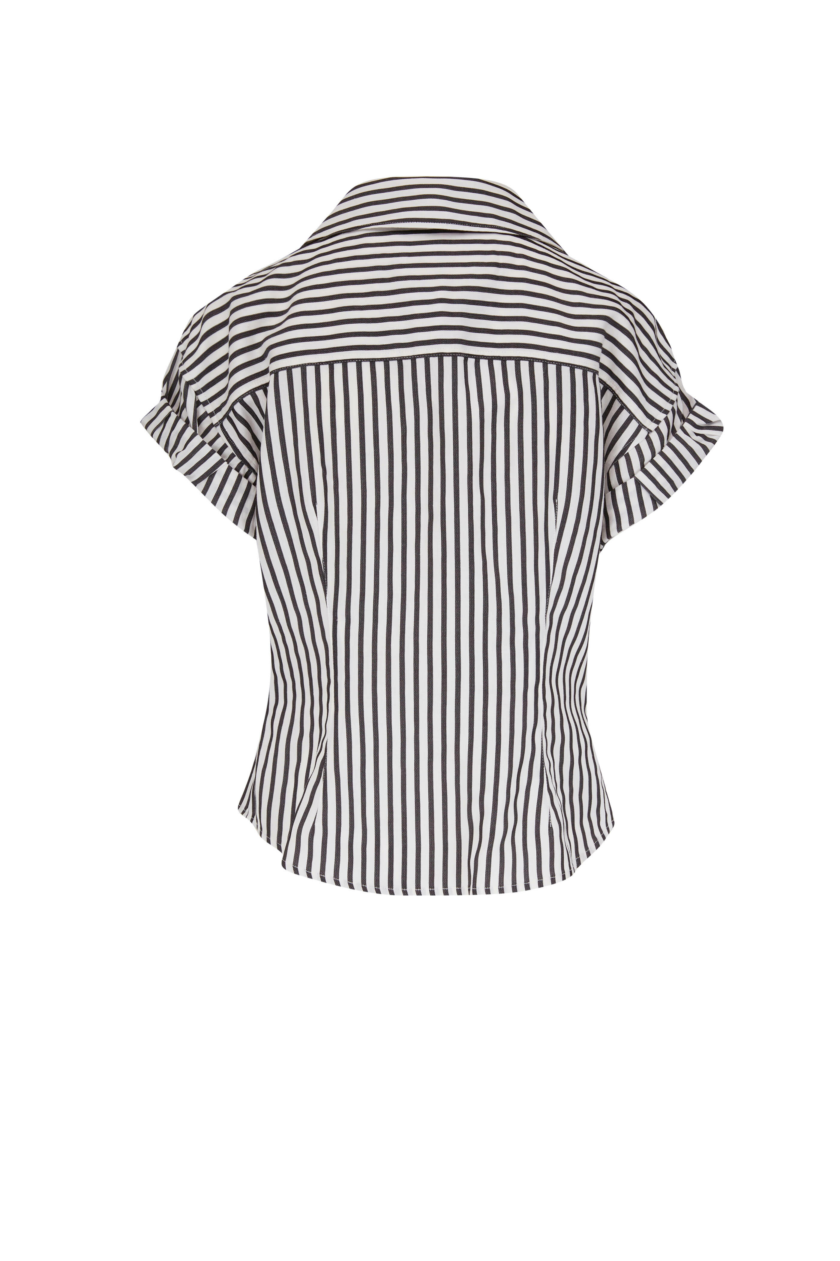 Frame - Black & White Button Down Rolled Sleeve Top