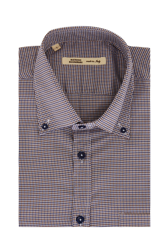 Maurizio Baldassari - Brown & Navy Houndstooth Sport Shirt