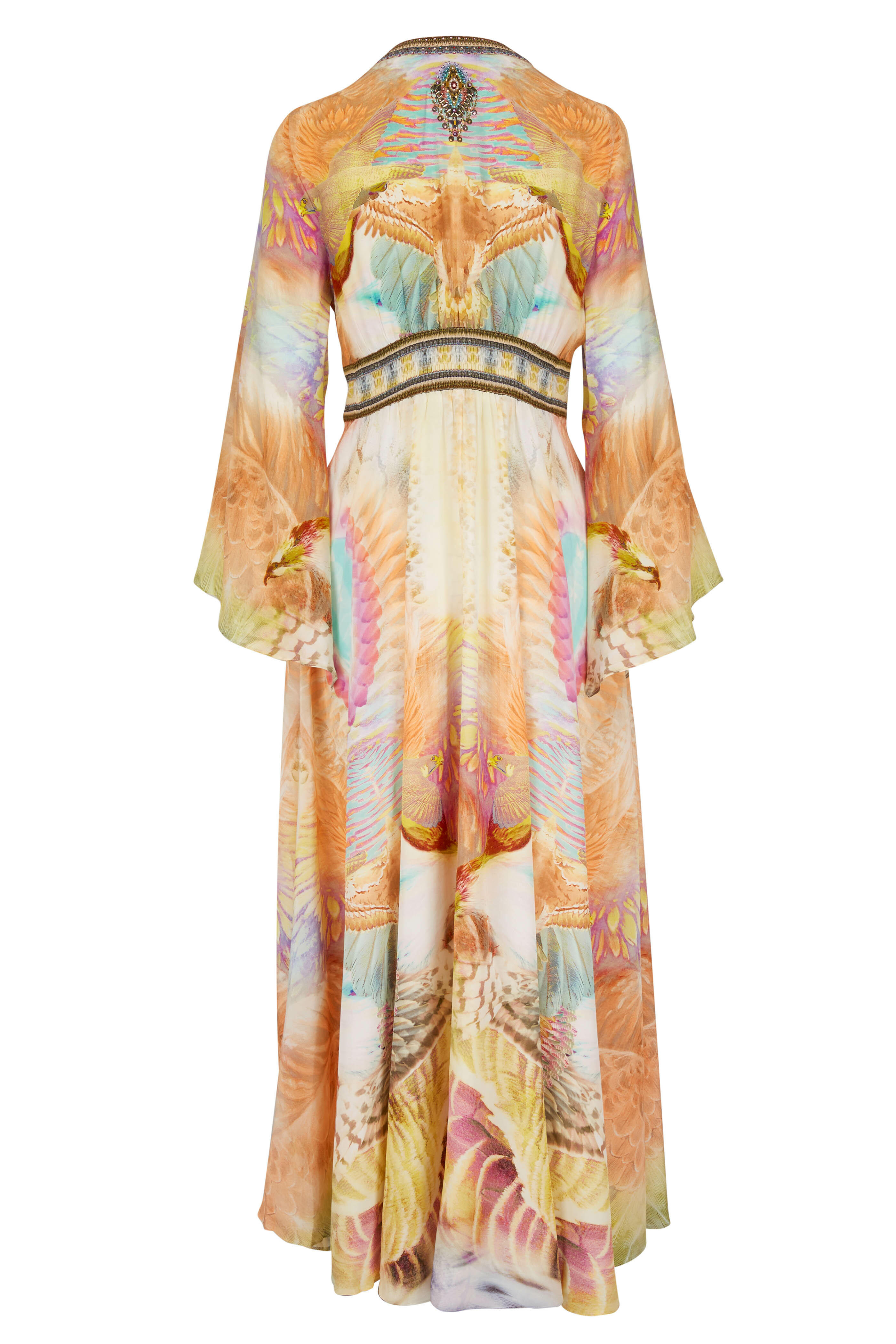Camilla - Take Flight Multicolor Silk Kimono Dress