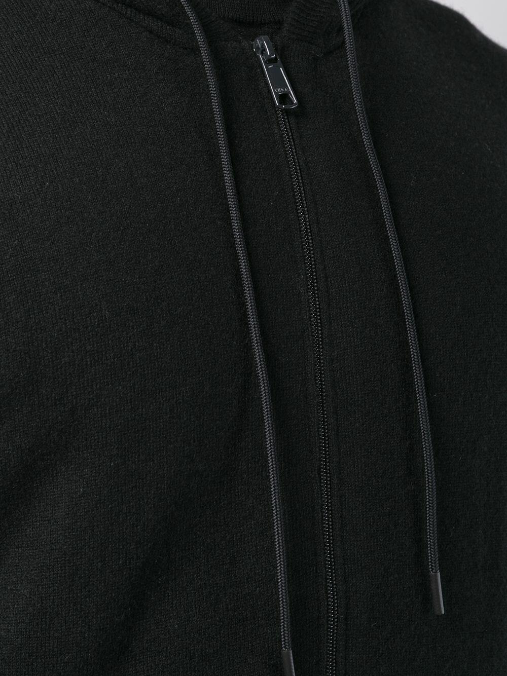 Vince - Black Cashmere Hooded Front Zip Hoodie