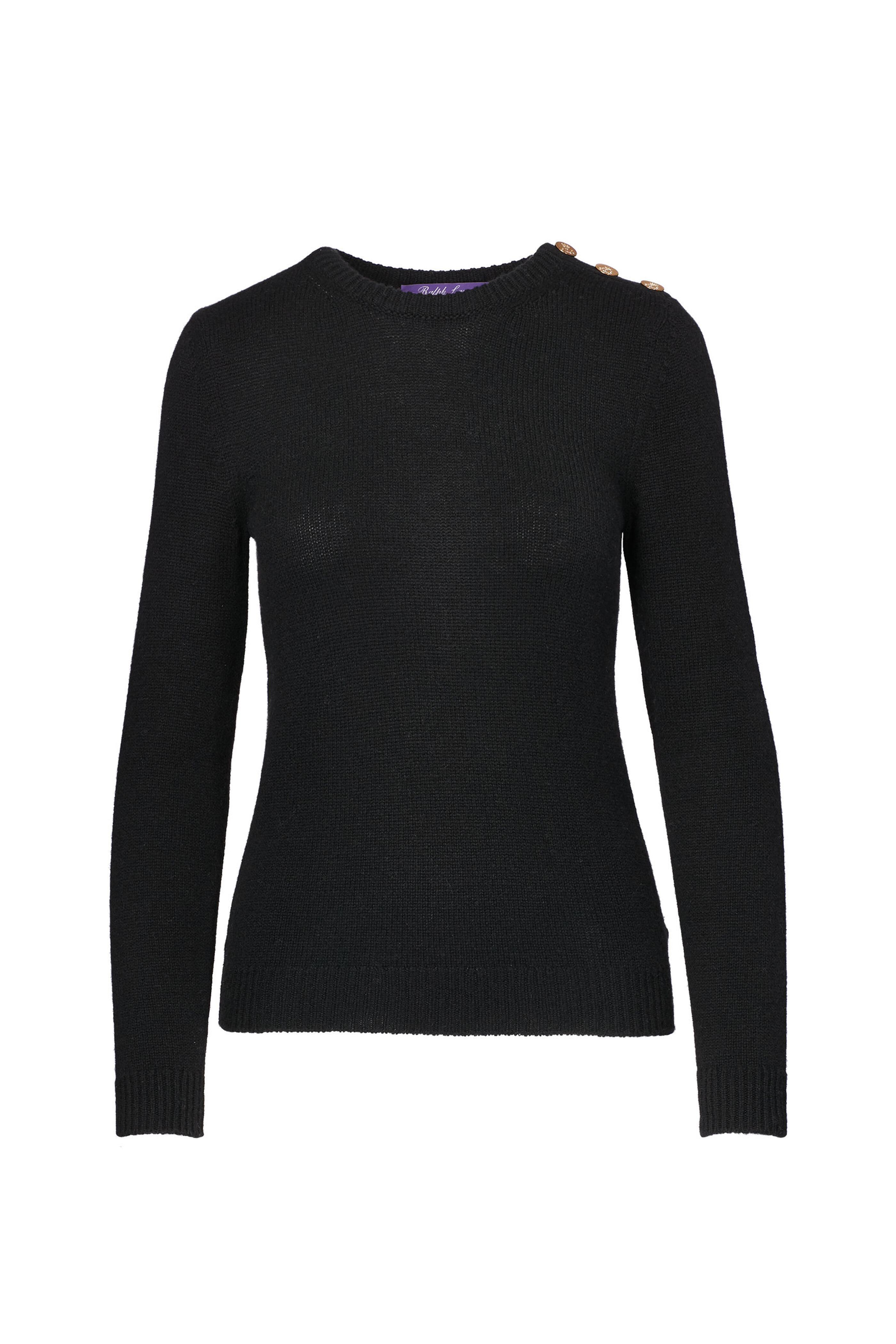 Ralph Lauren - Black Cashmere Button Shoulder Sweater